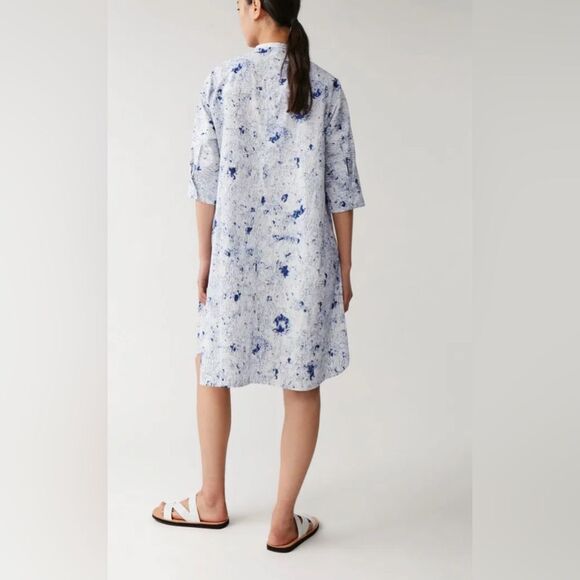 COS Shirt Dress with Pockets Blue Print 6 - Picture 3 of 12